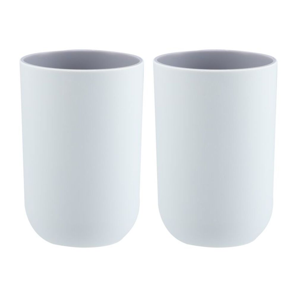 2Pcs Bathroom Toothbrush Cup Gray 4.33''x2.76'' 350ml